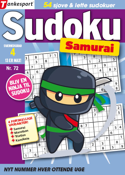 Find store sudokuvarianter i bladet Sudoku Samurai fra Tankesport