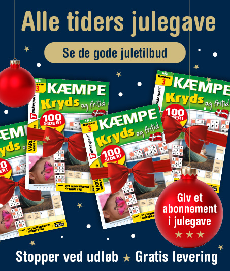 gaveabonnement, kæmpe kryds og fritid, krydsord, abonnement, julegave, tankesport, gratis fragt gaveabonnement Kæmpe kryds og fritid