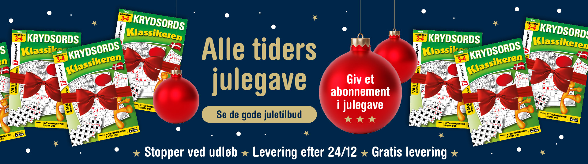 gaveabonnement, krydsordsklassikeren, krydsord, julegave, tankesport, gratis levering gaveabonnement Krydsordsklassikeren