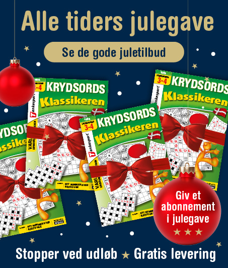 gaveabonnement, krydsordsklassikeren, krydsord, julegave, tankesport, gratis levering gaveabonnement Krydsordsklassikeren