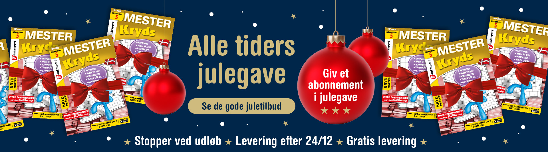 gaveabonnement, svære krydsord, mesterkryds, gratis fragt, krydsord, julegave gaveabonnement Mesterkryds