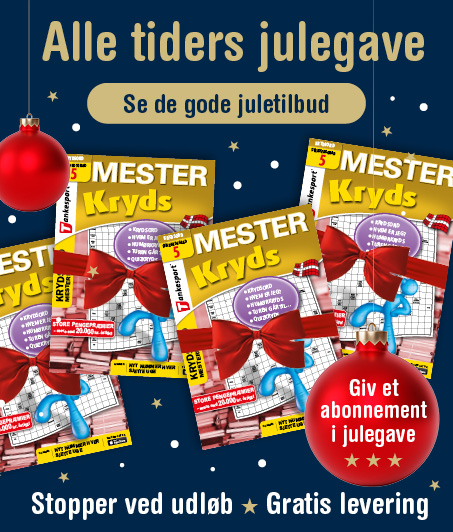 gaveabonnement, svære krydsord, mesterkryds, gratis fragt, krydsord, julegave gaveabonnement Mesterkryds