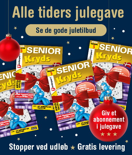 gaveabonnement, seniorkryds, svære krydsord, ekspertblad, tankesport, gratis fragt gaveabonnement Seniorkryds